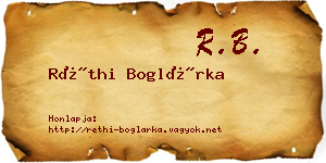 Réthi Boglárka névjegykártya