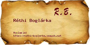 Réthi Boglárka névjegykártya